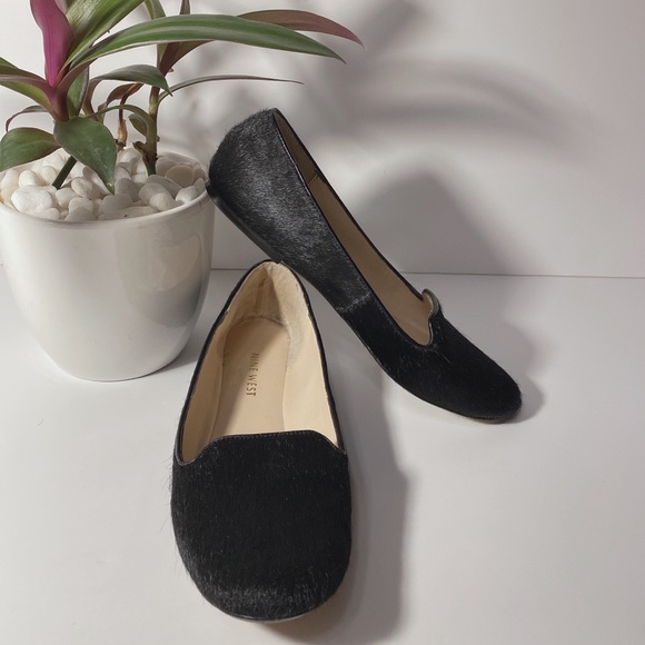 Nine West Black Fur Loafers